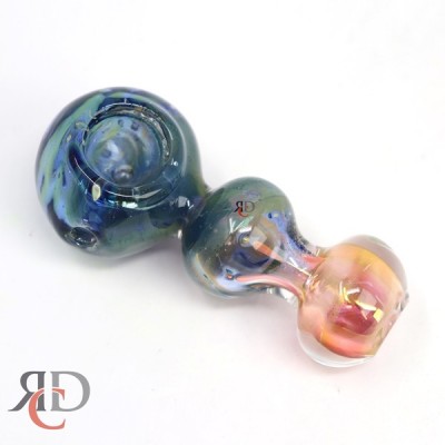 GLASS PIPE 3 BALL GREEN AND GOLD ART GP7564 1CT